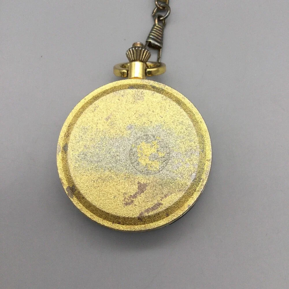 Milan Pocket Watch Men 48mm Silver Gold Tone Truck Full Hunter Chain New Battery